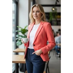 JCPenney Coral Pink Single Button Blazer Women's Size M